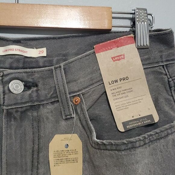 Levi’s low pro straight size 29 grey 100% cotton Nwt New $80 Msrp Retail - Picture 14 of 15